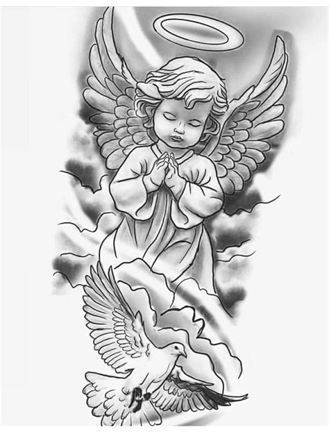 Angel Tattoo Stencil