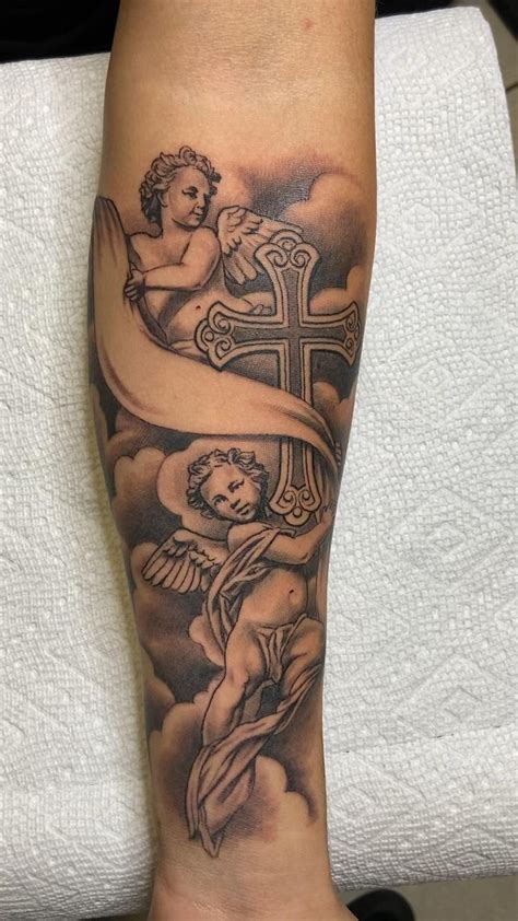 Angel Tattoo With Cross