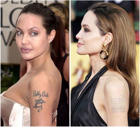 Angelina Jolie Tattoo Removal Before And After Angelina