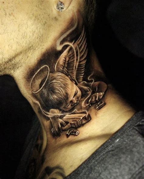 Angels On Neck Tattoo