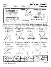 Understanding Angle And Segment Bisectors Worksheet Answers Mp3497