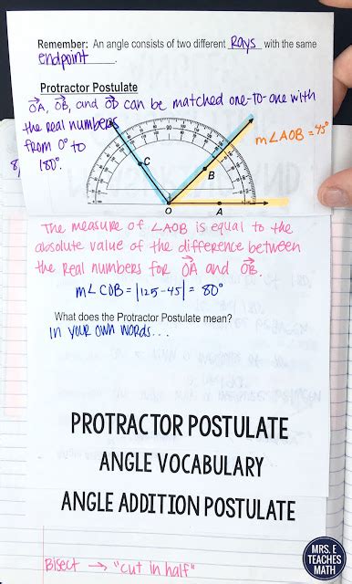 Angle Addition Postulate INB Pages | Mrs. E Teaches Math