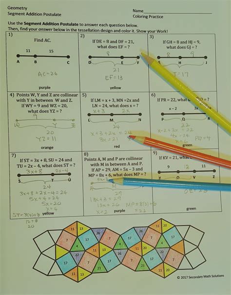 Angle Addition Postulate Worksheet in 2021 | Geometry lesson plans
