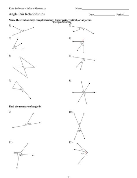 Angle Pair Relationships Worksheet Answers