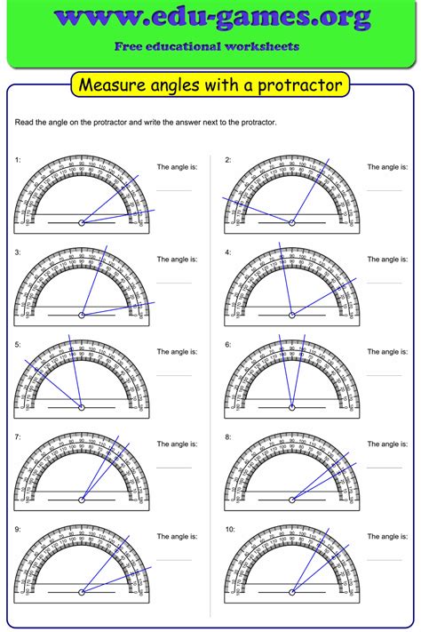 Angles To Measure With Protractor Worksheet