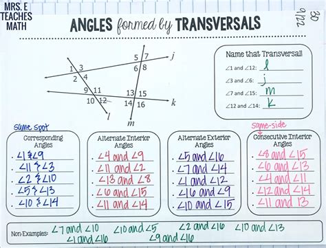 Angles And Transversals Worksheet