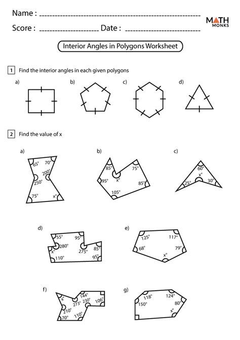 Angles Of Polygon Worksheet - Worksheets For Home Learning