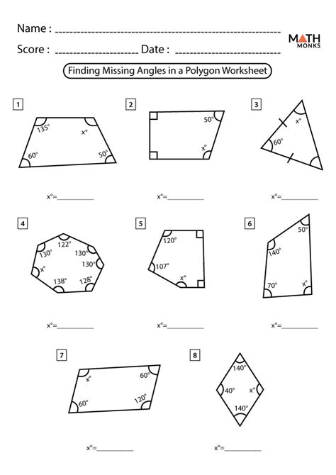 Angles Of Polygon Worksheet - Worksheets For Home Learning