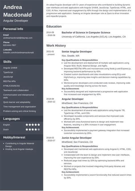 Angular Developer Resume