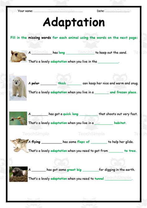 Unlock Your Child's Curiosity with These Fun Animal Adaptation Worksheets PDF!
