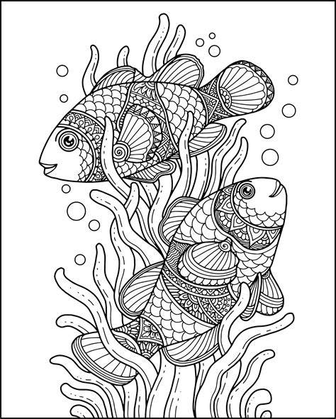 Animal Coloring Pages For Adults Coloring Adult Fish Pond