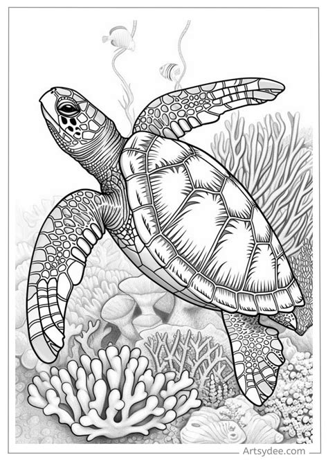 Animal Coloring Pages For Adults Turtle