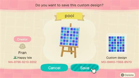 Animal Crossing custom pool tile design