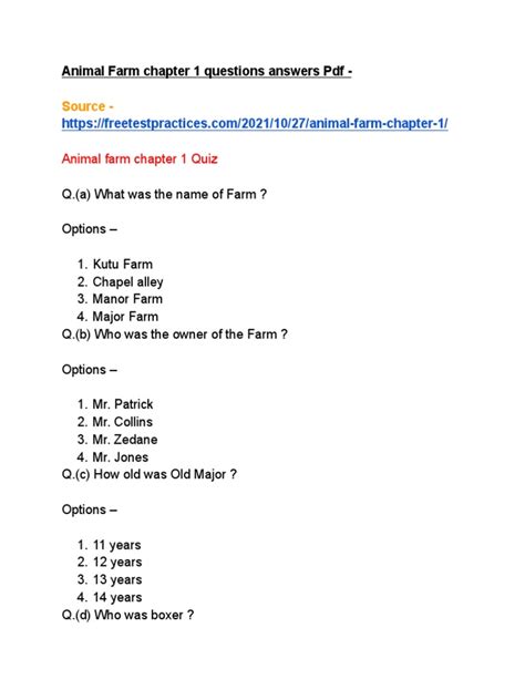 Uncover the Secrets of Animal Farm Chapter 1 with These Comprehensive Questions and Answers