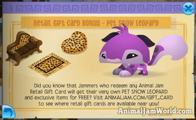 Get your hands on the Animal Jam Snow Leopard gift card for exclusive in-game perks and adventures!