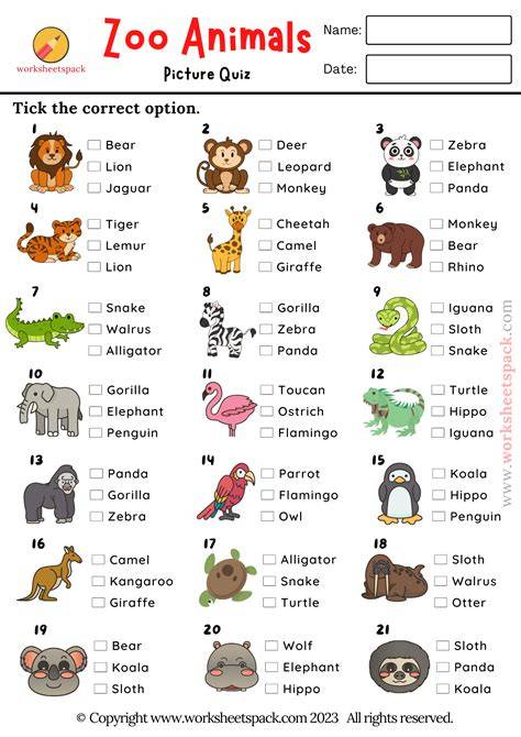 Animal Pictures Quiz