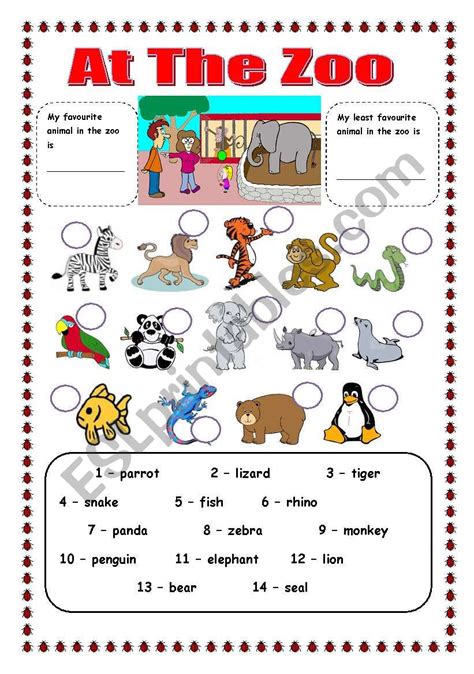 Animals At The Zoo Worksheet