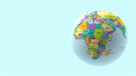 Earth globe animation with country borders, rotation 360 degrees