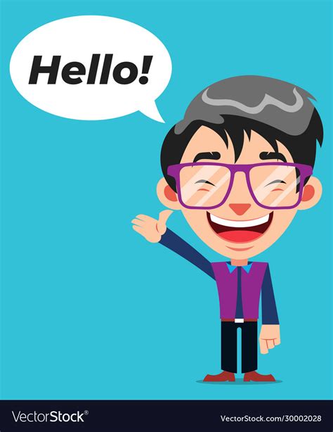 Animated character saying hello