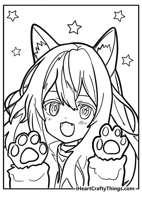 Anime Cat Girl Coloring Pages