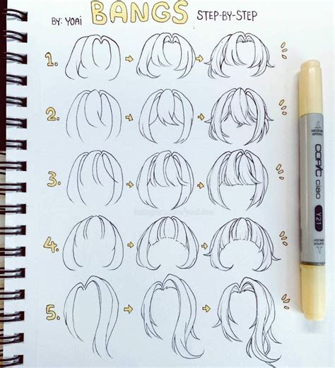 Anime Curtain Bangs Drawing