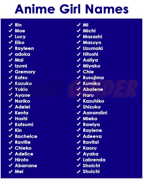 Anime Girl Names That Start With U