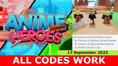 Anime Hero Simulator Codes September 2022 - Roblox