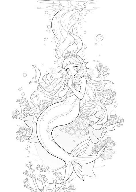 Anime Mermaid Coloring Pages