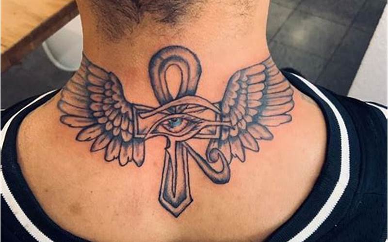 Ankh Tattoo On Neck Design