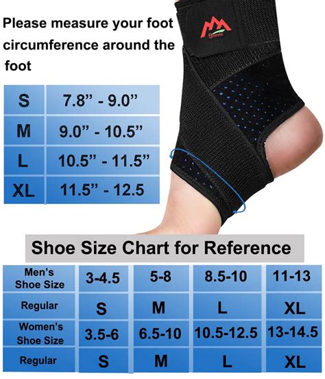 Ankle Brace Size Chart