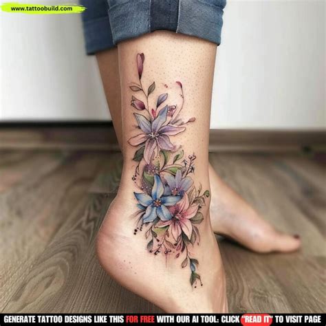 Ankle Floral Tattoos