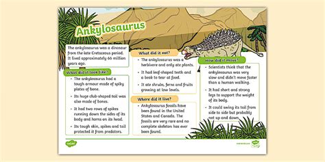Ankylosaurus Fact Sheets and Worksheets