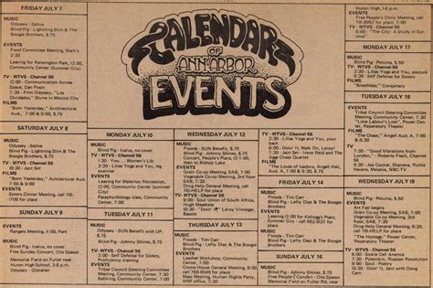 Ann Arbor Entertainment Calendar