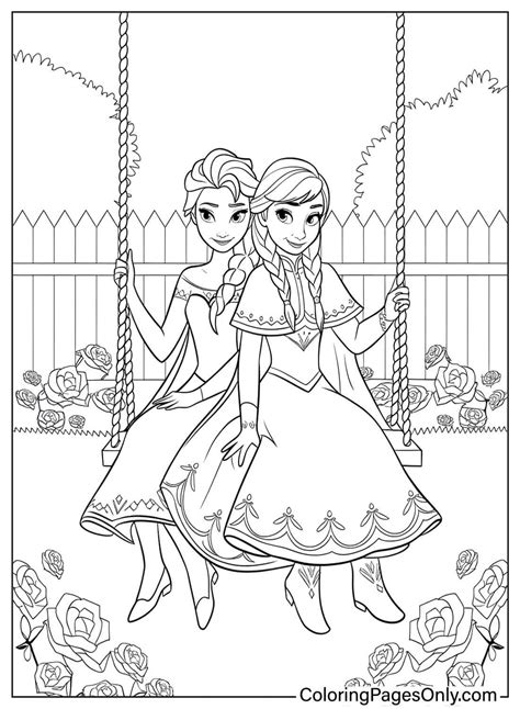 Anna And Elsa Color Page