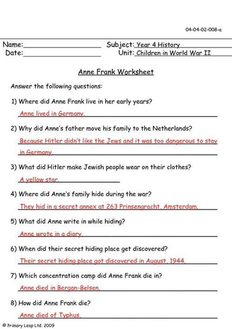 Anne Frank Webquest Answer Key: Unraveling The Life Of A Young Holocaust Victim