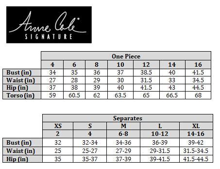 Anne Cole Bathing Suit Size Chart