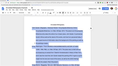 Annotated Bibliography Template Google Docs