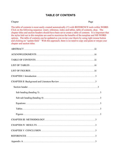 Annotated Table Of Contents Template