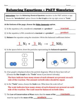 Answer Key Phet Simulation Balancing Chemical Equations Worksheet Answers