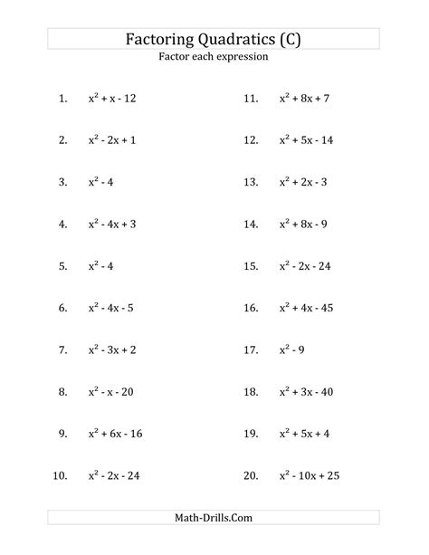 Answer Key Factoring Quadratics Worksheet + My PDF Collection 2021