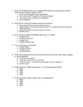 Answer Key Selma Movie Questions Worksheet Answers