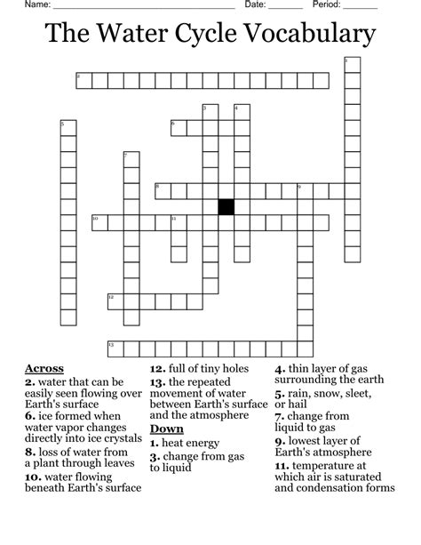 Answer Key Water Crossword Puzzle Worksheet Answers