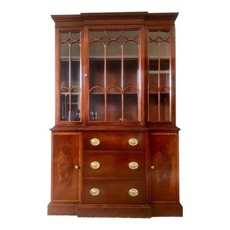 MAHOGANY BREAKFRONT BUFFET AND HUTCH CHINA Able Auctions