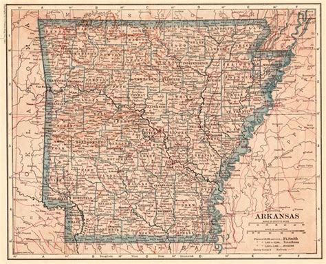 1937 Antique Rare Size ARKANSAS Map of Arkansas State Map Poster Size