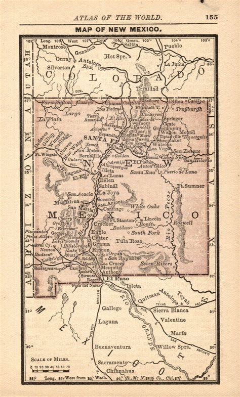 1917 Antique NEW MEXICO State MAP Vintage Map of New Mexico Etsy