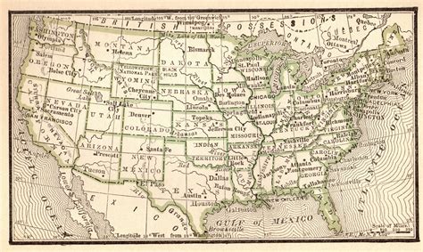 Antique United States Map Original 1895 USA Map Antique Etsy Usa