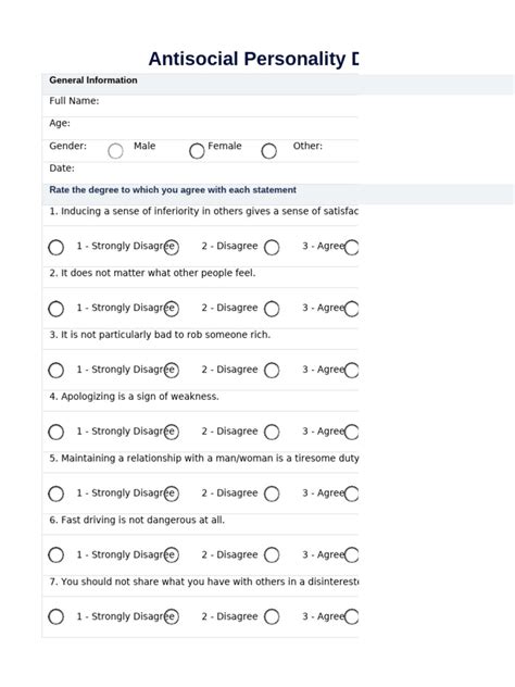 Antisocial Personality Disorder Test Pdf