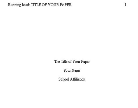 Apa Format Title Page Template