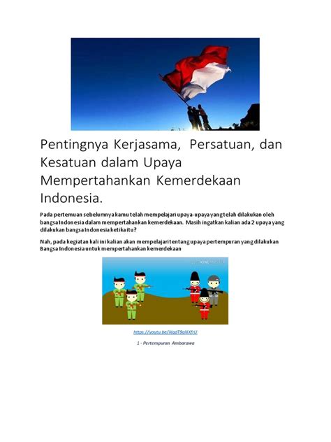 Apa Manfaat Kerjasama Dalam Upaya Mempertahankan Kemerdekaan Indonesia