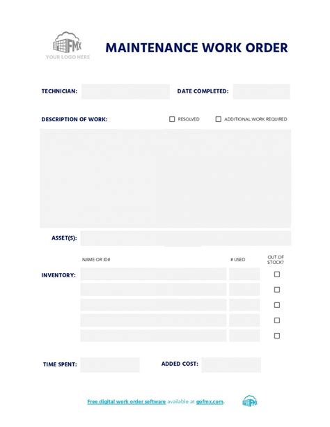 Maintenance Work Order Form Excel Apartment Maintenance Work Order
